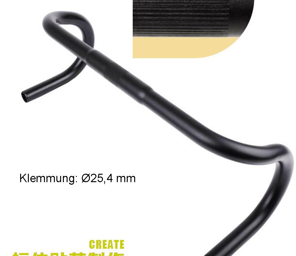 Ergo Alu Rennrad Lenker 25,4mm x 420mm Road Race Fahrradlenker T6061 302g schwarz neu