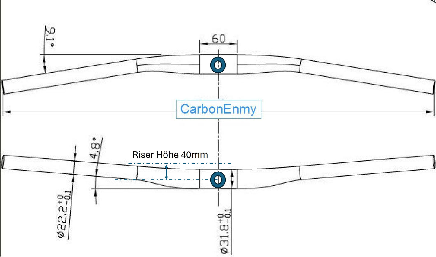 Carbon MTB Kohlefaser Riser Lenker 31,8mmH40mm 580-680mm fiber handlebar 135g