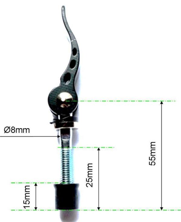 Fahrrad Schnellspanner M8 x 55mm Sattelklemme Alu Schwarz Silber